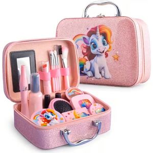 Unicorn make-up koffer - eenhoorn - gevuld - 22 stuks - roze - luxe make-up kit - 16.5 x 20.5 cm