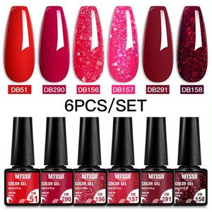 nagellak - 6-delige Glitter Nagellak Set – Semi-permanent & Soak Off – Matte Topcoat & LED Gel – Voor Professionele Nagelkuns