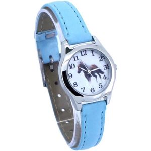 Pony / paarden horloge - licht blauw - 20 mm - I-deLuxe verpakking