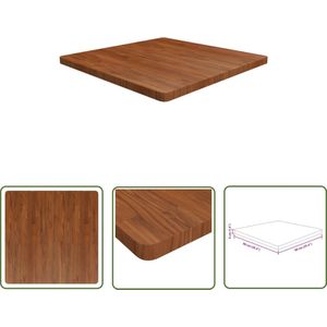 The Living Store Tafelblad vierkant 90x90x4cm behandeld eiken donkerbruin - Massief Eikenhouten Tafelblad - Eikenhouten Tafeltop - Tafelblad Bruin - Vintage Tafelblad - Landelijke Tafelblad