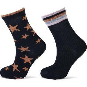 Yellow Moon kindersokken - ster streep lurex - 2-pack - 23/26