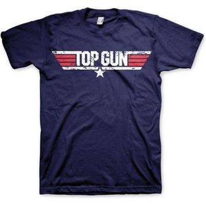 TOP GUN - T-Shirt Distressed Logo - Navy (M)