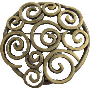 Petra's Sieradenwereld - Broche rond bronskleurig met bewerking (50229822)