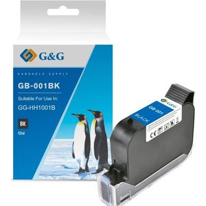 G&G originele handheld GG-HH1001B printercartridge GB-001BK Zwart permanent/waterdicht