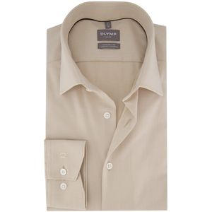 Olymp - Overhemd - Beige - Katoen - Wijde Pasvorm