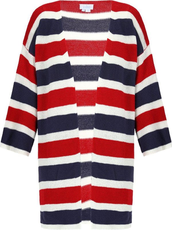 usha - Cardigan - Gestreept - Relaxed Fit - Driekwart Mouwen