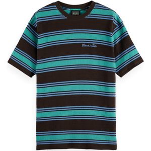 Scotch & Soda - Relaxed Fit Chunky Waffle Stripe - T-shirt - Korte Mouwen