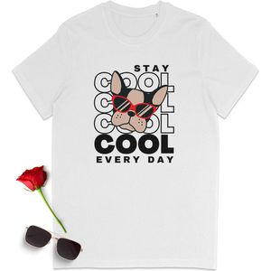 Grappig t-shirt - Stay Cool t shirt mannen en vrouwen - Heren tshirt met opdruk - Dames t shirt met print - Unisex maten: S M L XL XXL XXXL - t-Shirt kleuren: Wit en Khaki.