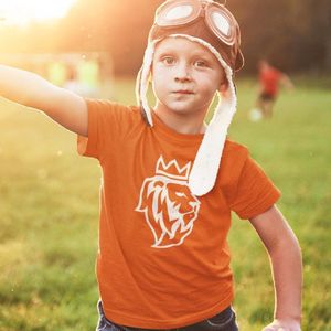 Oranje EK WK & Koningsdag T-Shirt Kind De Leeuw (12-14 jaar - MAAT 158/164) | Oranje kleding & shirts | WK Feestkleding