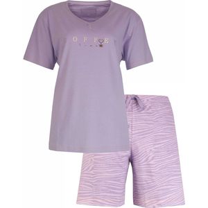 Irresistible - Dames Shortama Pyjama Set - Zebra print - 100% Katoen - Paars - Maat XXL