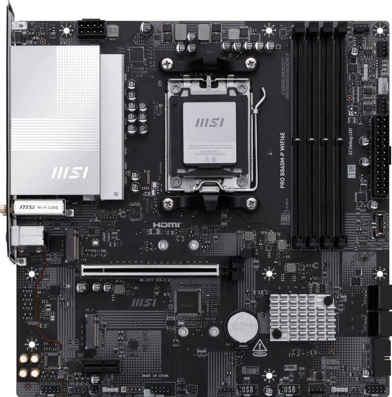 MSI - PRO B840M-P - Moederbord - Zilver - PCIe 4.0 M.2