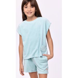 Woody Meisjes-Dames Set van T-shirt en Short licht - maat 128/8J