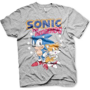 Sonic The Hedgehog Heren Tshirt -M- Sonic & Tails Grijs