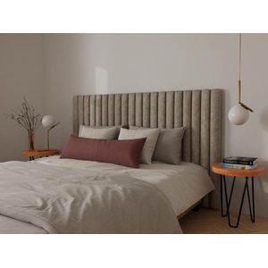 Hoofdeinde met verticale stiksels - 200 cm - Stof - Beige - SARAH L 200 cm x H 120 cm x D 10 cm