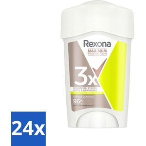 24 x Rexona - Deodorant Stick - Maximum Protection Stress Control Dry - Tegen Stresszweet - 45 ml - Anti-transpirant - Deodorant - Stresszweet - Zweetbescherming - Langdurige Bescherming