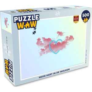 Puzzel Neon hart in de wolken - Legpuzzel - Puzzel 500 stukjes