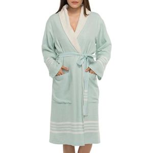 Gevoerde Hamam Badjas Krem Sultan Mint - L - Hotelkwaliteit - Sjaalkraag - Luxe badjas - Badstof - Sauna Badjas - Ochtendjas - Badmantel