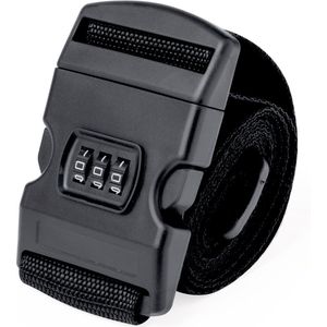 Kofferriem - Bagageriem - Kofferband - Spanband - Met cijferslot - Reisaccessoires - 200 cm - Zwart