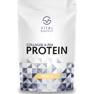 VITAL SUPPLY - Collageen Type I & Erwten Eiwit [Collagen & Pea Protein] - Sportsupplement- 81,6% Eiwitgehalte - Vanille -750 gram