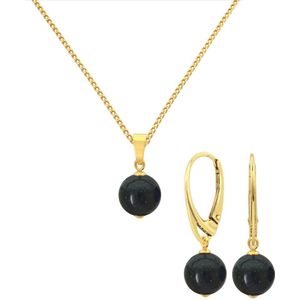 ARLIZI 2085 Sieraden set groene goudsteen hanger - verguld