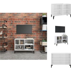 vidaXL Industrieel TV-meubel - 69.5 x 30 x 50 cm - Hoogglans wit - Kast