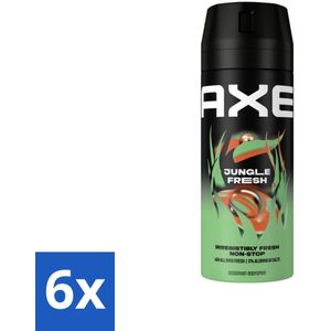 6 x AXE - Deodorant Spray - Jungle Fresh - Tropische Geur - Verfrissend - 150 ml - AXE Deodorant - Jungle Fresh - Tropische Geur - Deodorant Spray - Frisse Geur
