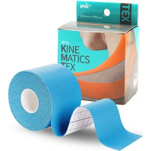 SPOL Kinematics Tex Kinesiotape Sporttape - Fysiotape - Kinesiology - Latexvrij - 1 Rol - 5 cm x 5 Meter - Blauw
