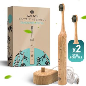 Sanitos Bamboe Elektrische Tandenborstel - Eco-vriendelijke & Duurzame Elektrische Tandenborstel met bamboe stijl handvat - Natuurlijke Bamboe Tandenborstel.