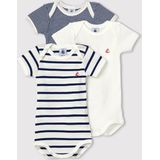 Petit Bateau Set van 3 babyrompertjes met korte mouwen Unisex Rompertje - Maat 80