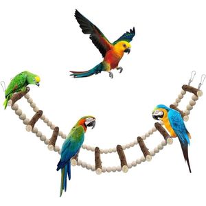 Wooden Ladders Parakeets Bird Cage Accessories for Parakeets Cockatiels Cocoa du (10-Piece Ladder 64 cm)