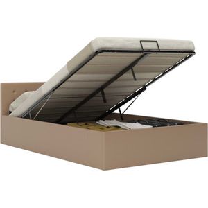 The Living Store Bedframe met opslag hydraulisch kunstleer cappuccino 120x200 cm - Hydraulisch Bedframe - Kunstleder Bed - Opbergbed - Boxspring Alternatief - Tweepersoonsbed