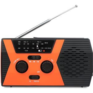 Draagbare radio - Noodradio - noodradio solar opwindbaar - opwindbare radio - Met zaklamp en leeslampje - 2000mah - Zwart/Oranje - ABS