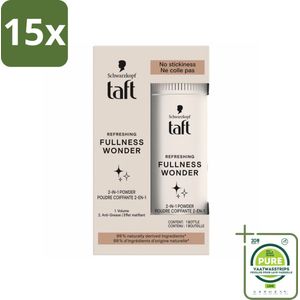 15 x Taft - Refreshing Fullness Wonder - Volumepoeder - Volume & Anti-Grease - 10 gr - Grootverpakking - Haarpoeder - Volume Haar - Textuur Haar - Droog Shampoo - Vegan Haarproducten