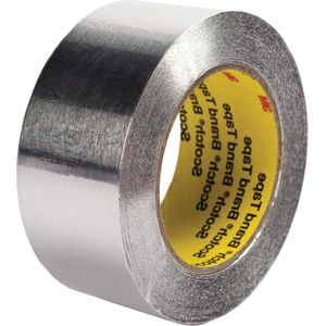 Aluminiumfolie tape 25 mm x 55 M 46 mil 425 zilverkleurig - hoge temperatuur weerstand
