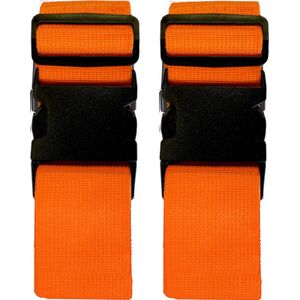2x stuks kofferriemen / bagageriemen - 190 cm - kofferspanband Oranje