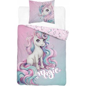 Unicorn Kinderbeddengoed 140x200cm Katoen Roze met Rits