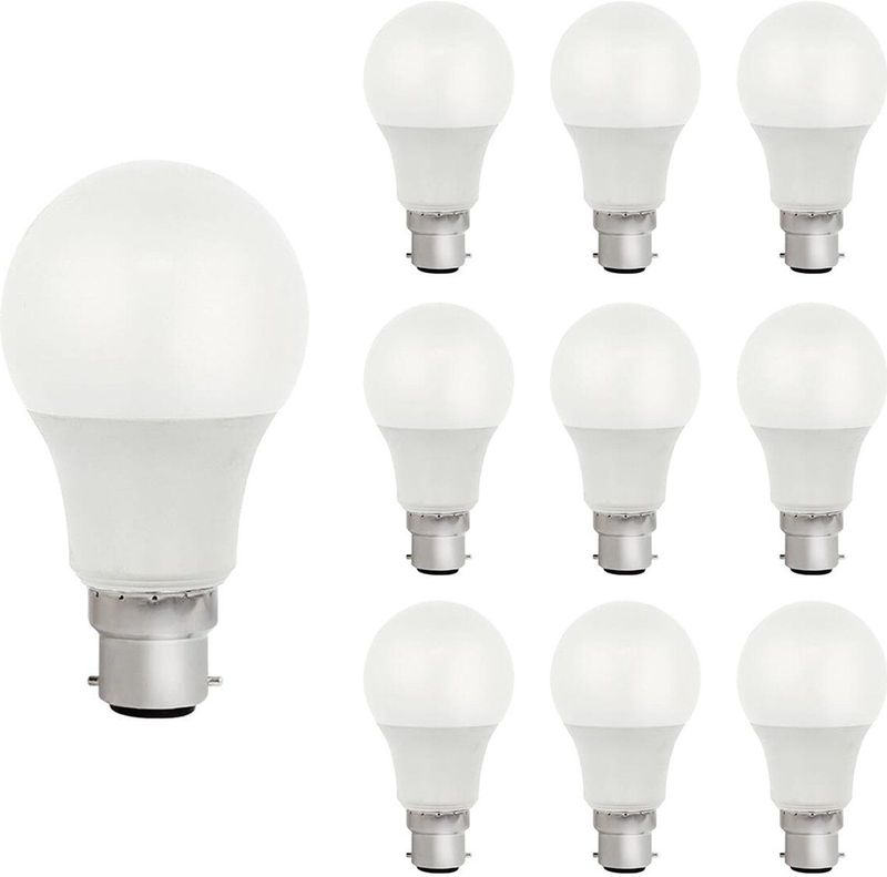 VITO LED Lamp A60 B22 - 9W (vervangt 60W) - 801lm - 4000K - 220-240V - Ø50mm - Energiezuinig - 10 stuks