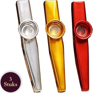 3 Stuks - MIX Kazoo - Zilver/Goud/Rood blaasinstrument - Kazoo fluit - Muziekinstrument