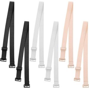 Verstelbare elastische bh-bandjes voor vrouwen - Antislip vervangende schouderbandjes - Set van 3 paar - Brede opnaaibare bh-bandjes - Zwart, wit, beige