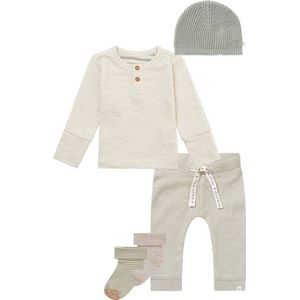 Noppies - Kledingset - Unisex - 5delig - Broek Mabletone Willow Grey - Shirt Midfield Oatmeal - Beanie Hawally Mineral Grey - 2 paar sokjes Martinez Oatmeal - Maat 68