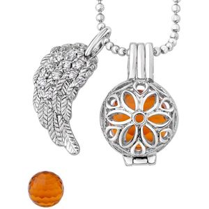 Quiges Engelenroeper 12mm Bolhouder met Ketting 70cm en Bolletje - Dames - Zilverkleurig Bloem - EBS12035