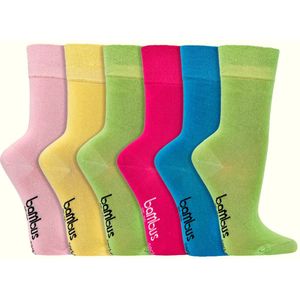 Naft drukvrije sokken | bamboe sokken | 6 paar | kleurenmix pakket | extra brede piqué comfort tailleband | maten 35-42