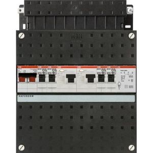ABB groepenkast 1-fase, 4 groepen, 2 Aardlekschakelaars 2-P, 1 beltrafo, 1 hoofdschakelaar 2-P 40A