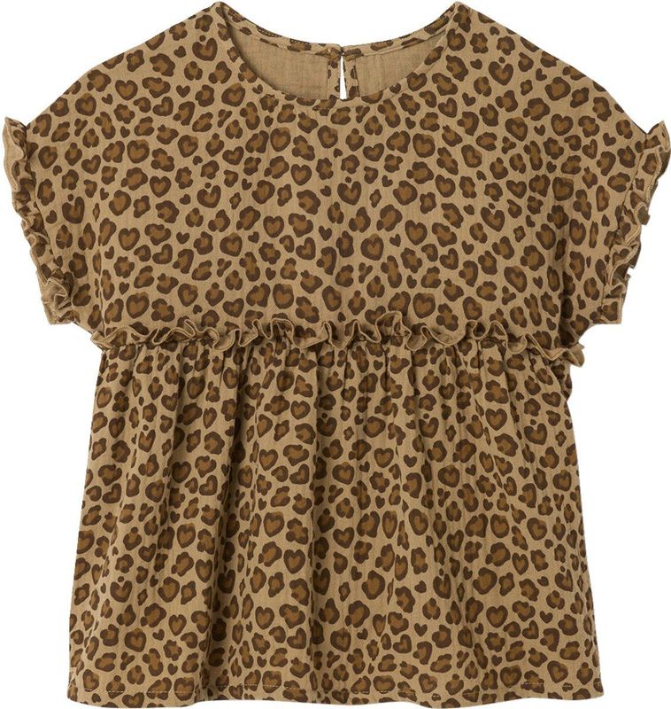 Meisjesblouse - Beige - Katoengaas - Met Print