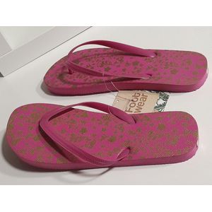 Dames teenslippers - badslippers - Foot Wear - Roze panterprint - maat 37