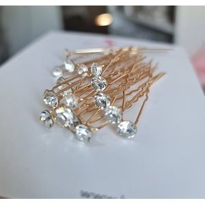 Haar in Stijl® Lulu Serie - set van 20 kristallen haarpinnen - haaraccessoires voor feest bruiloft verloving bruidsmode diamant crystal brilliant Gouden pinnen