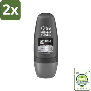 Dove - Deodorant - Roll-on Men Care Invisible Dry - Voor een droge huid - 50 ml - Voordeelverpakking - 2 stuks - Deodorant - Anti-transpirant