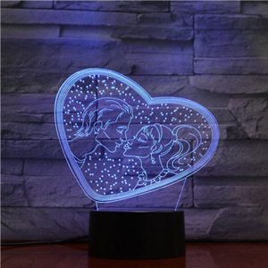 3D Led Lamp Met Gravering - RGB 7 Kleuren - Hart