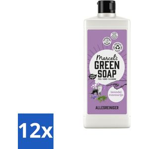 12 x Marcel's Green Soap - Allesreiniger - Lavendel & Rozemarijn - Natuurlijk & effectief - 750 ml - Allesreiniger - Schoonmaakmiddel - Lavendel - Rozemarijn - Biologisch Afbreekbaar