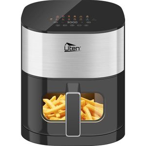 Uten Airfryer XXL 200E - Dual Blaze Technologie - Hetelucht friteuse - 5.5 liter - 14 programma's - 40ºC tot 200ºC - PFAS vrij - 2000W - Zilver